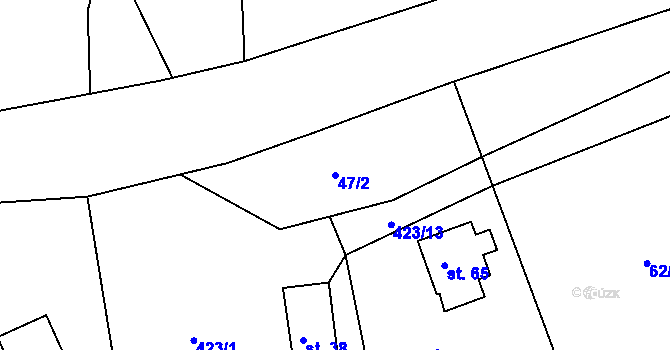 Parcela st. 47/2 v KÚ Sendraž, Katastrální mapa