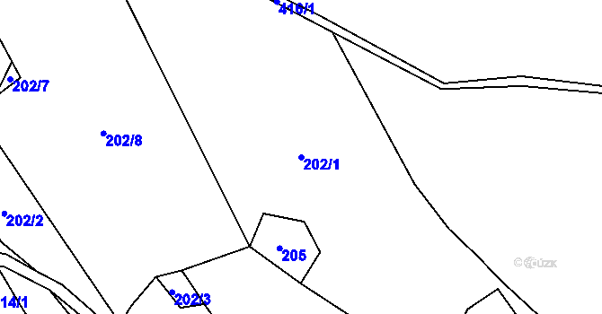 Parcela st. 202/1 v KÚ Sendraž, Katastrální mapa
