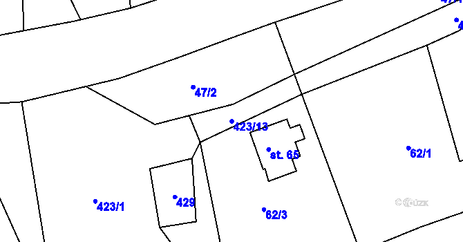 Parcela st. 423/13 v KÚ Sendraž, Katastrální mapa