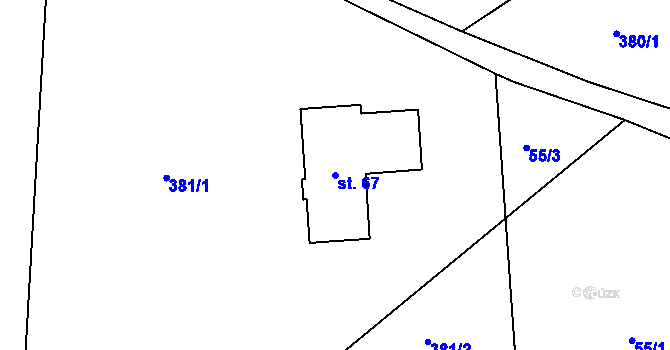 Parcela st. 67 v KÚ Sendraž, Katastrální mapa