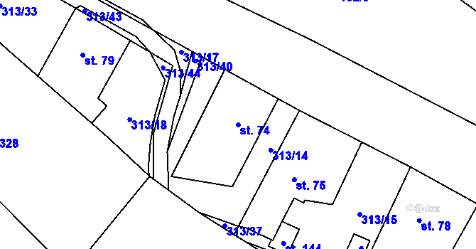 Parcela st. 74 v KÚ Jestřebí u Zábřeha, Katastrální mapa