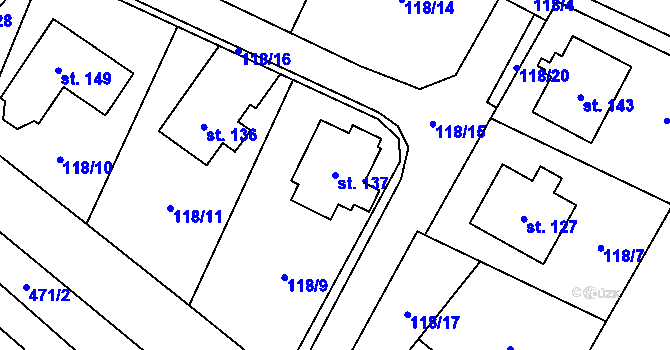 Parcela st. 137 v KÚ Jestřebí u Zábřeha, Katastrální mapa