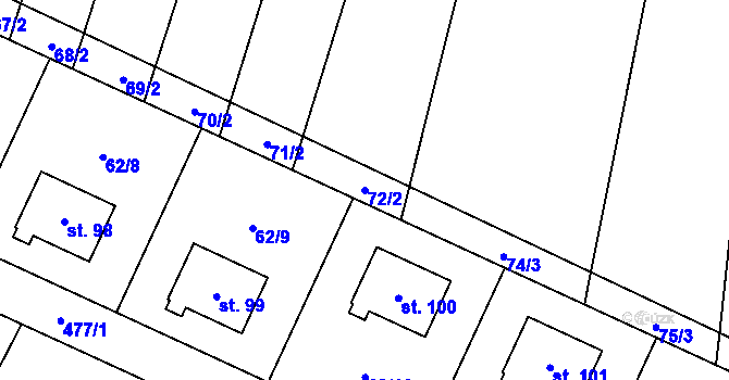 Parcela st. 72/2 v KÚ Jestřebí u Zábřeha, Katastrální mapa
