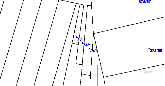 Parcela st. 74/1 v KÚ Jestřebí u Zábřeha, Katastrální mapa