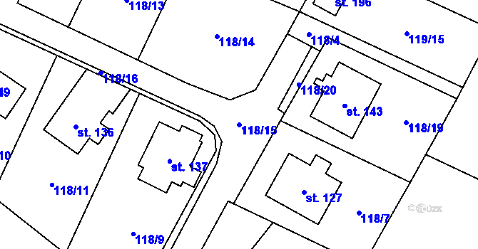 Parcela st. 118/15 v KÚ Jestřebí u Zábřeha, Katastrální mapa