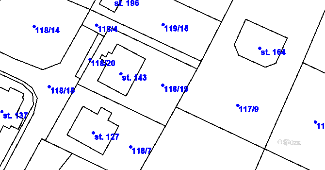 Parcela st. 118/19 v KÚ Jestřebí u Zábřeha, Katastrální mapa