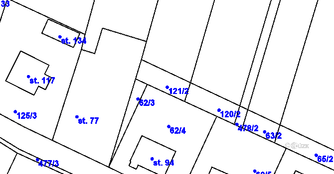 Parcela st. 121/2 v KÚ Jestřebí u Zábřeha, Katastrální mapa