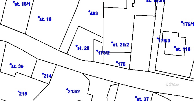 Parcela st. 173/2 v KÚ Jestřebí u Zábřeha, Katastrální mapa
