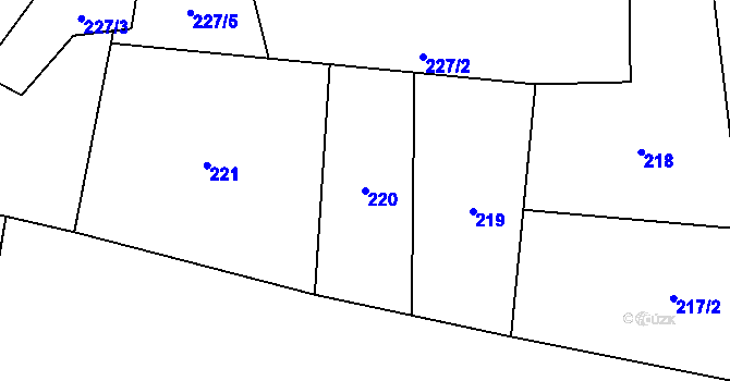 Parcela st. 220 v KÚ Jestřebí u Zábřeha, Katastrální mapa
