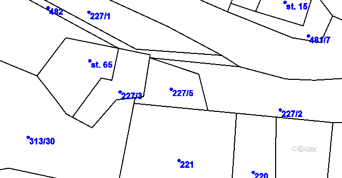 Parcela st. 227/5 v KÚ Jestřebí u Zábřeha, Katastrální mapa