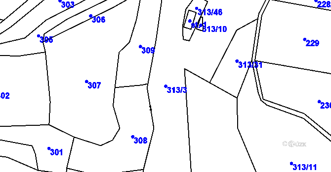 Parcela st. 313/3 v KÚ Jestřebí u Zábřeha, Katastrální mapa