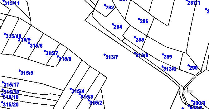 Parcela st. 313/7 v KÚ Jestřebí u Zábřeha, Katastrální mapa