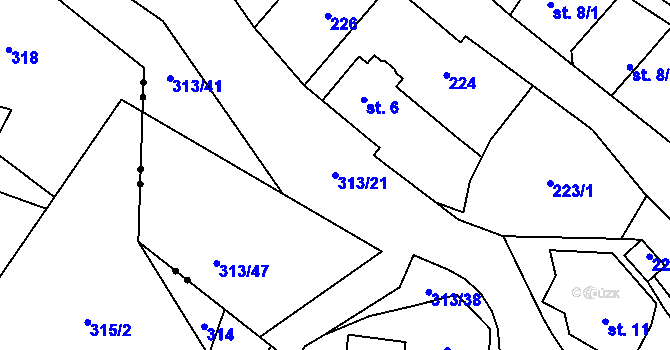 Parcela st. 313/21 v KÚ Jestřebí u Zábřeha, Katastrální mapa
