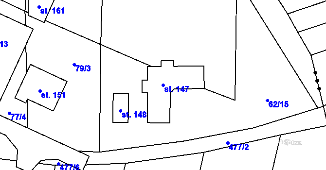 Parcela st. 147 v KÚ Jestřebí u Zábřeha, Katastrální mapa