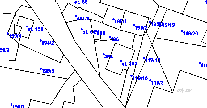 Parcela st. 494 v KÚ Jestřebí u Zábřeha, Katastrální mapa