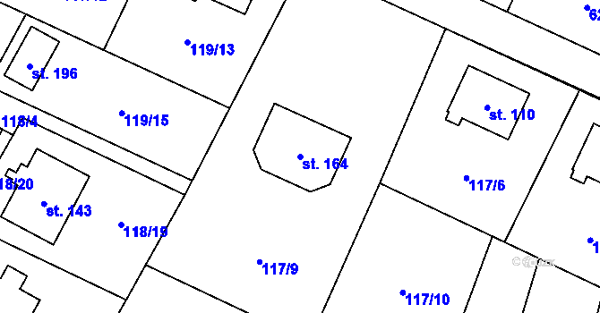 Parcela st. 164 v KÚ Jestřebí u Zábřeha, Katastrální mapa