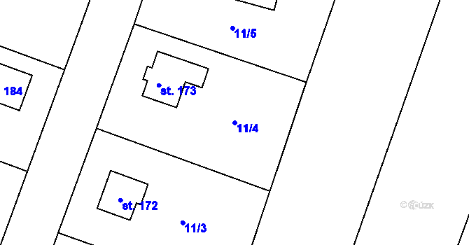 Parcela st. 11/4 v KÚ Jestřebí u Zábřeha, Katastrální mapa