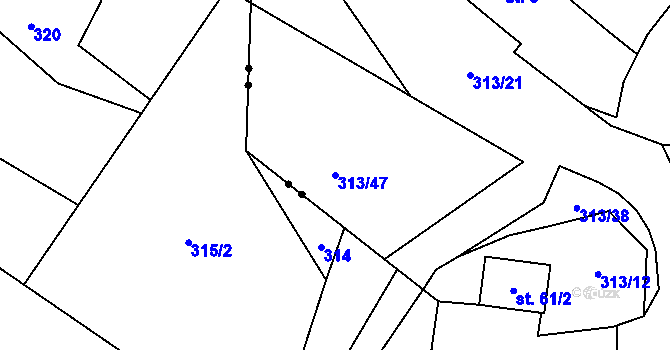 Parcela st. 313/47 v KÚ Jestřebí u Zábřeha, Katastrální mapa