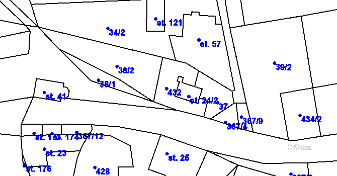 Parcela st. 24 v KÚ Jestřebíčko, Katastrální mapa