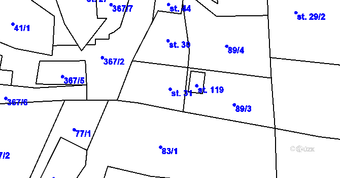Parcela st. 31 v KÚ Jestřebíčko, Katastrální mapa