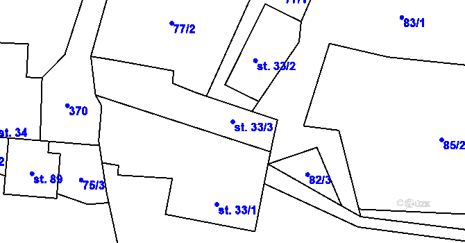 Parcela st. 33/3 v KÚ Jestřebíčko, Katastrální mapa