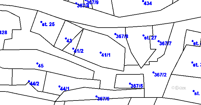 Parcela st. 41/1 v KÚ Jestřebíčko, Katastrální mapa