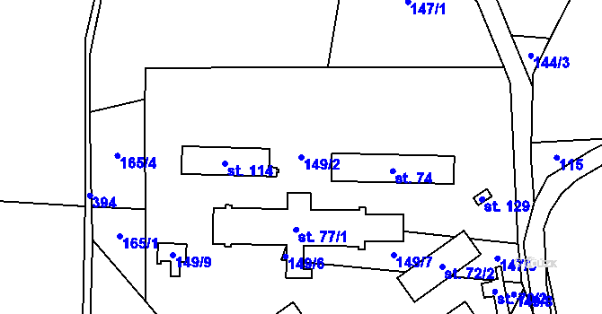 Parcela st. 149/2 v KÚ Jestřebíčko, Katastrální mapa
