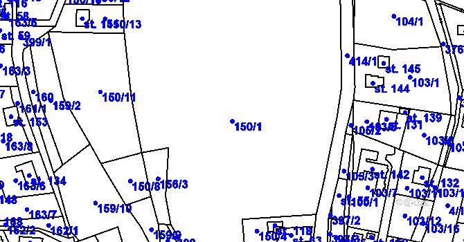 Parcela st. 150/1 v KÚ Jestřebíčko, Katastrální mapa