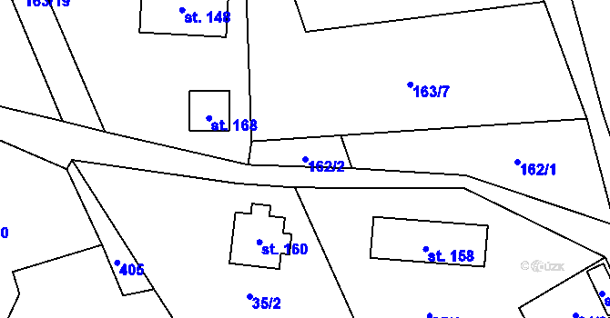 Parcela st. 162/2 v KÚ Jestřebíčko, Katastrální mapa