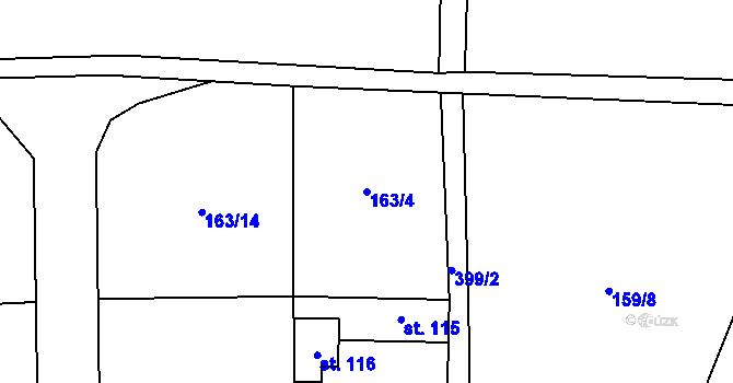 Parcela st. 163/4 v KÚ Jestřebíčko, Katastrální mapa