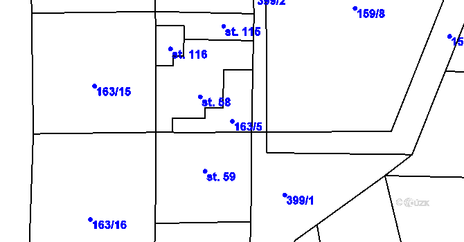 Parcela st. 163/5 v KÚ Jestřebíčko, Katastrální mapa