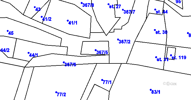 Parcela st. 367/5 v KÚ Jestřebíčko, Katastrální mapa