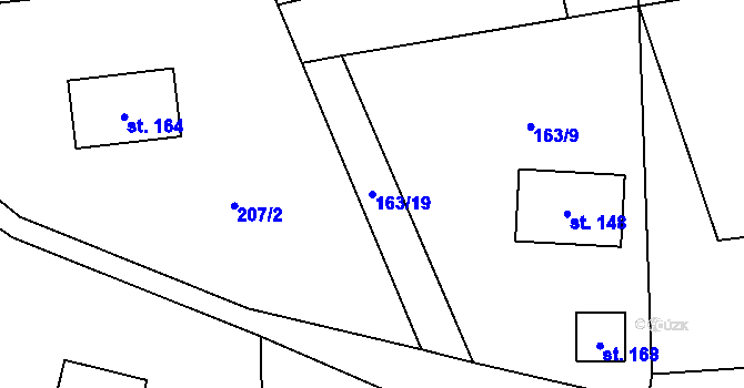 Parcela st. 163/19 v KÚ Jestřebíčko, Katastrální mapa