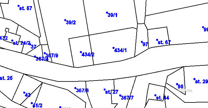 Parcela st. 434 v KÚ Jestřebíčko, Katastrální mapa