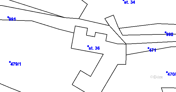 Parcela st. 36 v KÚ Ješetice, Katastrální mapa