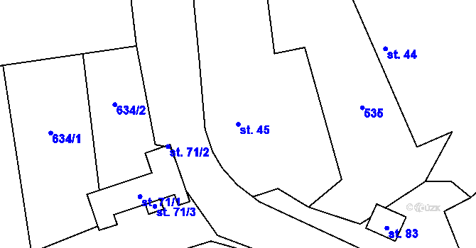 Parcela st. 45 v KÚ Ješetice, Katastrální mapa