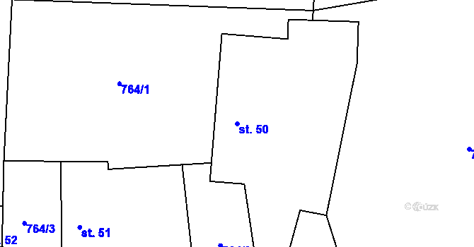 Parcela st. 50 v KÚ Ješetice, Katastrální mapa