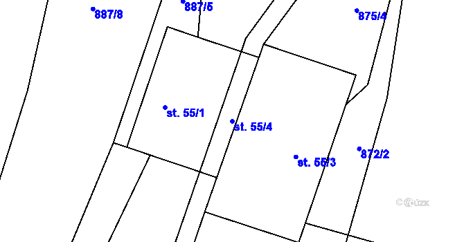 Parcela st. 55/4 v KÚ Ješetice, Katastrální mapa