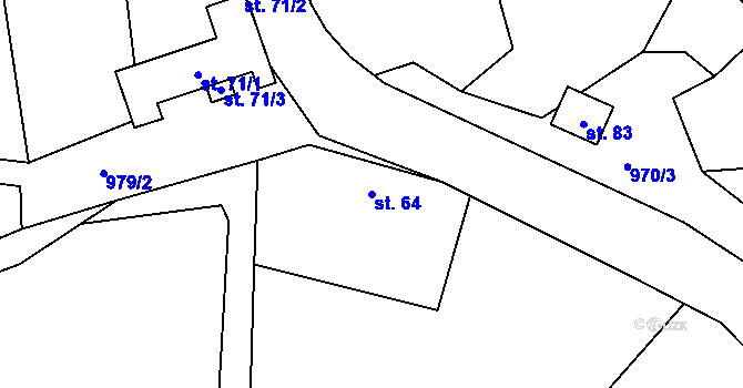 Parcela st. 64 v KÚ Ješetice, Katastrální mapa