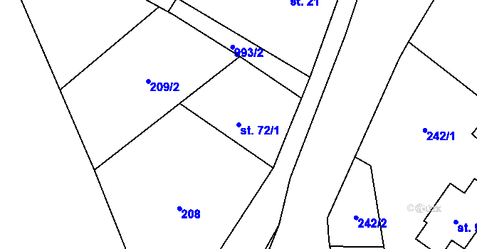 Parcela st. 72/1 v KÚ Ješetice, Katastrální mapa