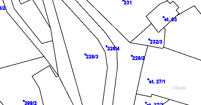 Parcela st. 228/2 v KÚ Ješetice, Katastrální mapa