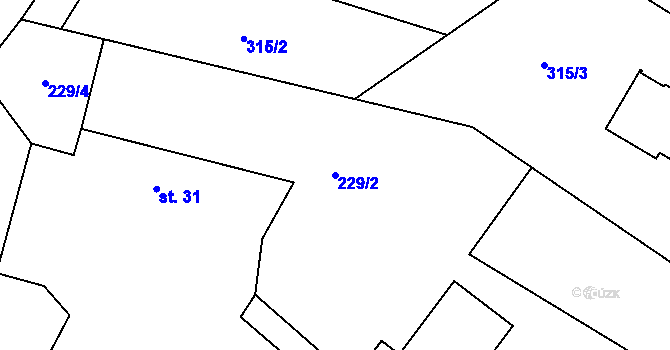 Parcela st. 229/2 v KÚ Ješetice, Katastrální mapa