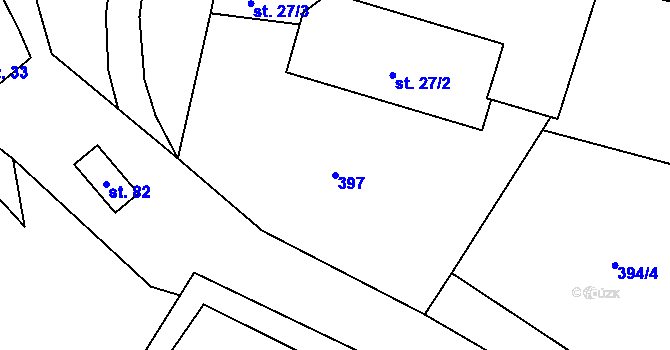 Parcela st. 397 v KÚ Ješetice, Katastrální mapa
