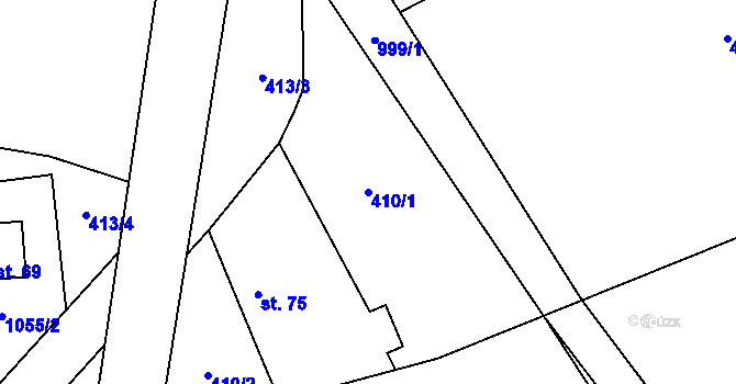 Parcela st. 410/1 v KÚ Ješetice, Katastrální mapa