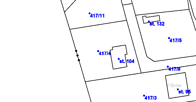 Parcela st. 417/4 v KÚ Ješetice, Katastrální mapa