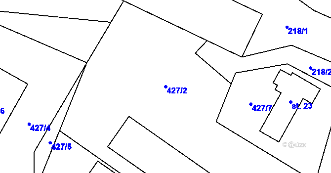Parcela st. 427/2 v KÚ Ješetice, Katastrální mapa