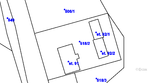 Parcela st. 518/2 v KÚ Ješetice, Katastrální mapa