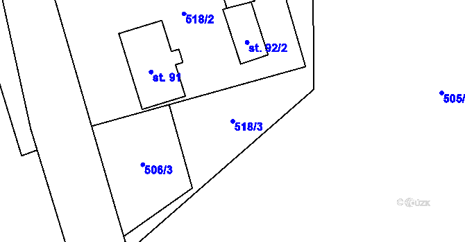 Parcela st. 518/3 v KÚ Ješetice, Katastrální mapa