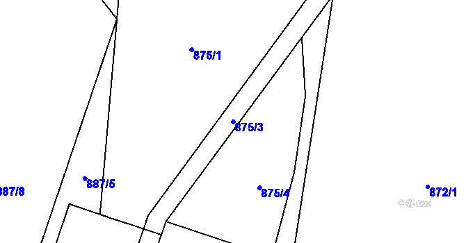 Parcela st. 875/3 v KÚ Ješetice, Katastrální mapa