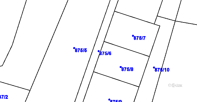 Parcela st. 875/6 v KÚ Ješetice, Katastrální mapa